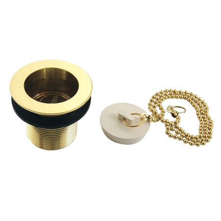 KINGSTON BRASS 112 Chain and Stopper Tub Drain with 134 Body Thread, Polished Brass DSP17PB